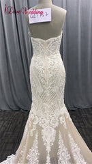 2019 New Fashion Mermaid Appliques Wedding Dress Long Train Beading Bridal Gown robe de mariee Lace Sleeveless Wedding Gown
