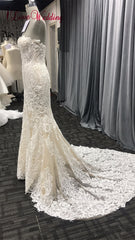 2019 New Fashion Mermaid Appliques Wedding Dress Long Train Beading Bridal Gown robe de mariee Lace Sleeveless Wedding Gown
