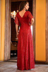 Sequined Red Evening Dress