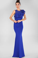 Pearled Saxe Evening Dress