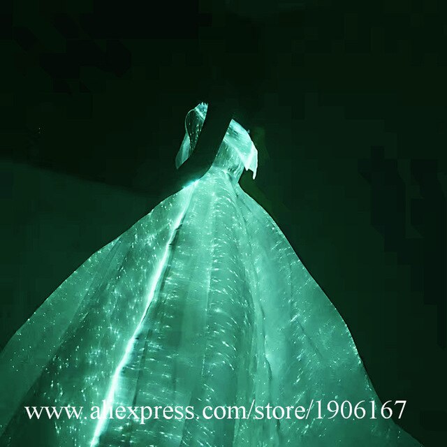 Led Colorful Luminous Party Evening Dress Music Festival Concert Wedding Dress Fiber Optic Lighting Masquerade Led Light Costume