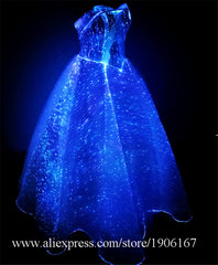 Led Colorful Luminous Party Evening Dress Music Festival Concert Wedding Dress Fiber Optic Lighting Masquerade Led Light Costume