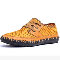 2019 Summer Breathable Mesh Shoes Mens Casual Shoes Genuine Leather Slip On Brand Fashion Summer Shoes Man Soft Comfortable