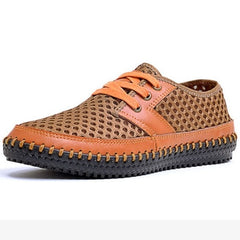 2019 Summer Breathable Mesh Shoes Mens Casual Shoes Genuine Leather Slip On Brand Fashion Summer Shoes Man Soft Comfortable