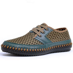 2019 Summer Breathable Mesh Shoes Mens Casual Shoes Genuine Leather Slip On Brand Fashion Summer Shoes Man Soft Comfortable