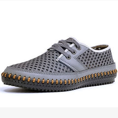 2019 Summer Breathable Mesh Shoes Mens Casual Shoes Genuine Leather Slip On Brand Fashion Summer Shoes Man Soft Comfortable