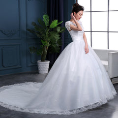 Cheap 2019 New Fashion Luxury High-end sleeved Wedding Dresses 2018 With lace Beads Fashion Bridal Gown Vestidos De Noiva