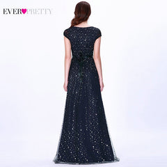 Prom Dresses Long 2019 Ever Pretty EZ07650 Women's Elegant Navy Blue Sleeveless Lace Appliques Embroidery Tulle Vestido Formatur