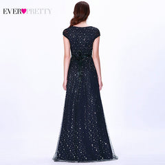 Prom Dresses Long 2019 Ever Pretty EZ07650 Women's Elegant Navy Blue Sleeveless Lace Appliques Embroidery Tulle Vestido Formatur