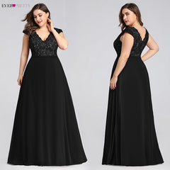 Plus Size Prom Dresses Long 2019 Ever Pretty EP07344 Elegant Burgundy A-line Sleeveless Lace Appliques V-neck Vestidos De Gala
