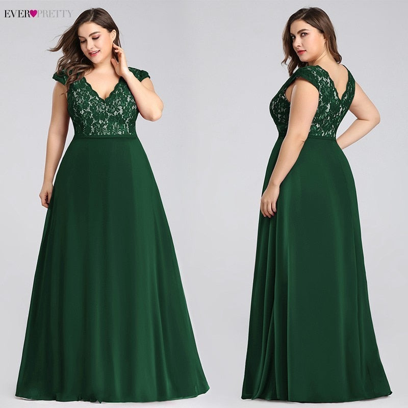 Plus Size Prom Dresses Long 2019 Ever Pretty EP07344 Elegant Burgundy A-line Sleeveless Lace Appliques V-neck Vestidos De Gala