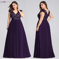 Plus Size Prom Dresses Long 2019 Ever Pretty EP07344 Elegant Burgundy A-line Sleeveless Lace Appliques V-neck Vestidos De Gala