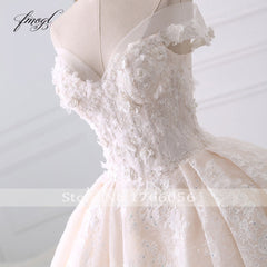 Fmogl Sexy Sweetheart Lace Ball Gown Wedding Dresses 2019 Applique Beaded Flowers Chapel Train Bride Gown Vestido De Noiva