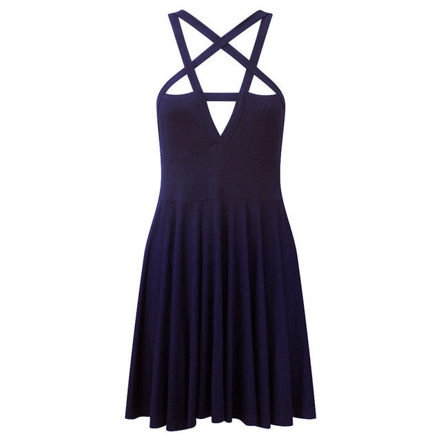 Hot Sale Fashion Women Sexy Five-pointed Star Wrapped Ladies Long Sling Dress Gothic Vintage Romantic Casual Dress