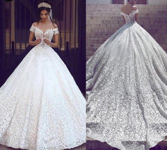 Luxury Dubai Arabic Wedding Dress 2019 Ball Gown Vestido de noiva Lace Appliques Sweetheart Bridal Gowns Long Train Bride Dress