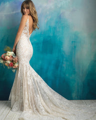 2019 New Arrive Gelinlik Spaghetti Straps V-neck Backless Beading Appliques Lace Sexy Mermaid Wedding Dress Vestido Noiva Sereia