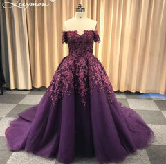Leeymon Elegant Lace Off Shoulder Prom Dress Red Crystal Evening Dress 2019 Ball Gown Party Dress for Wedding LY1161